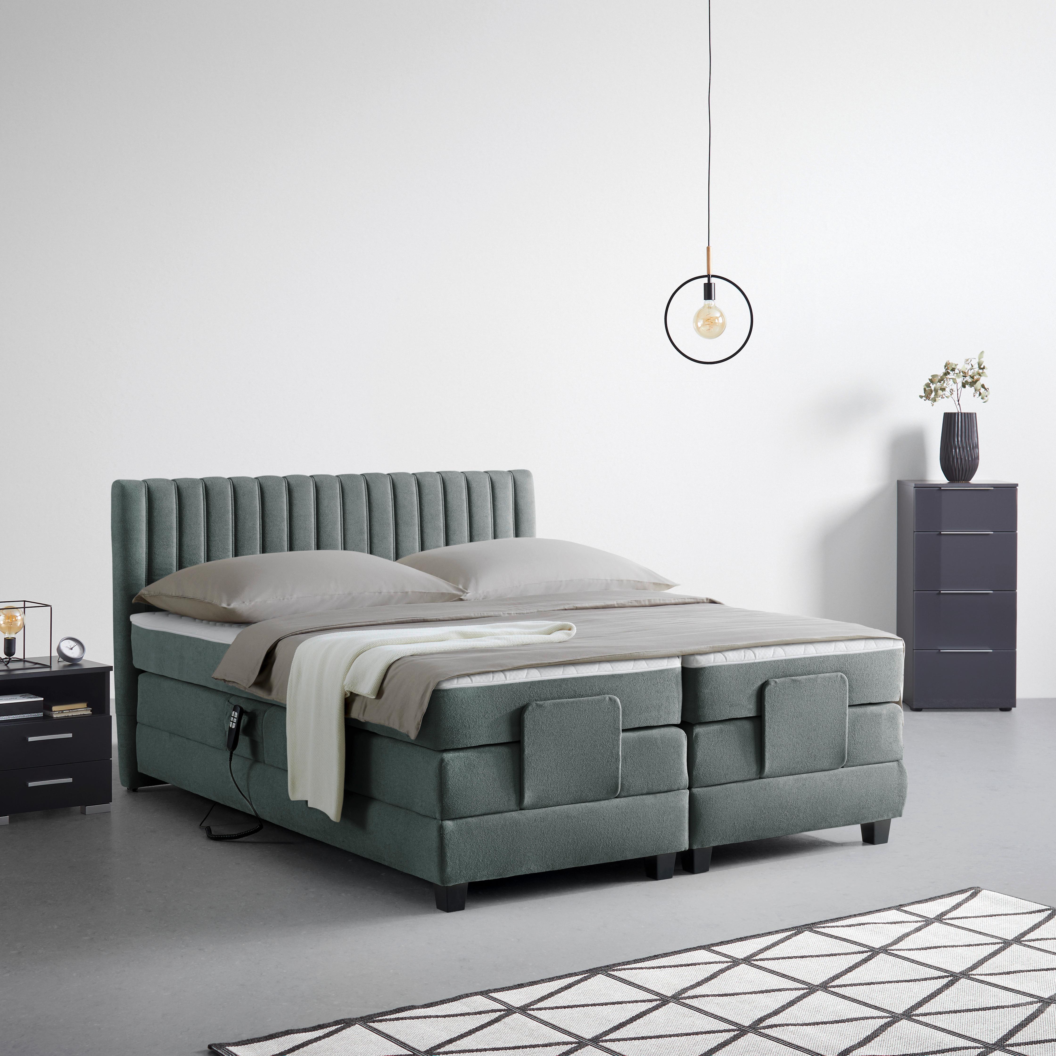 Boxspringbett Dixon Anthrazit ca. 160x200cm - Anthrazit/Schwarz, KONVENTIONELL, Holz/Holzwerkstoff (160/200cm) - Premium Living
