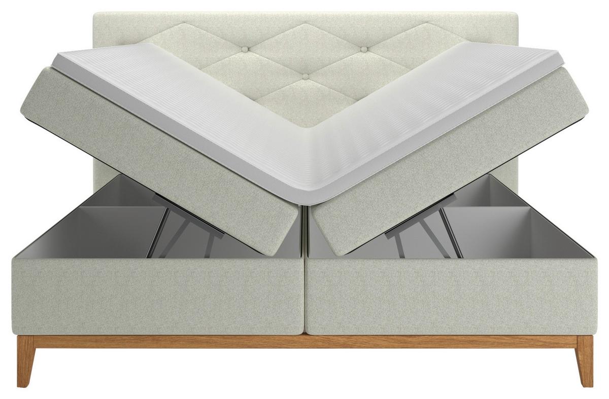 Boxspring Ágy Hout 180 - bézs, Modern, faalapú anyag/textil (180/200cm)
