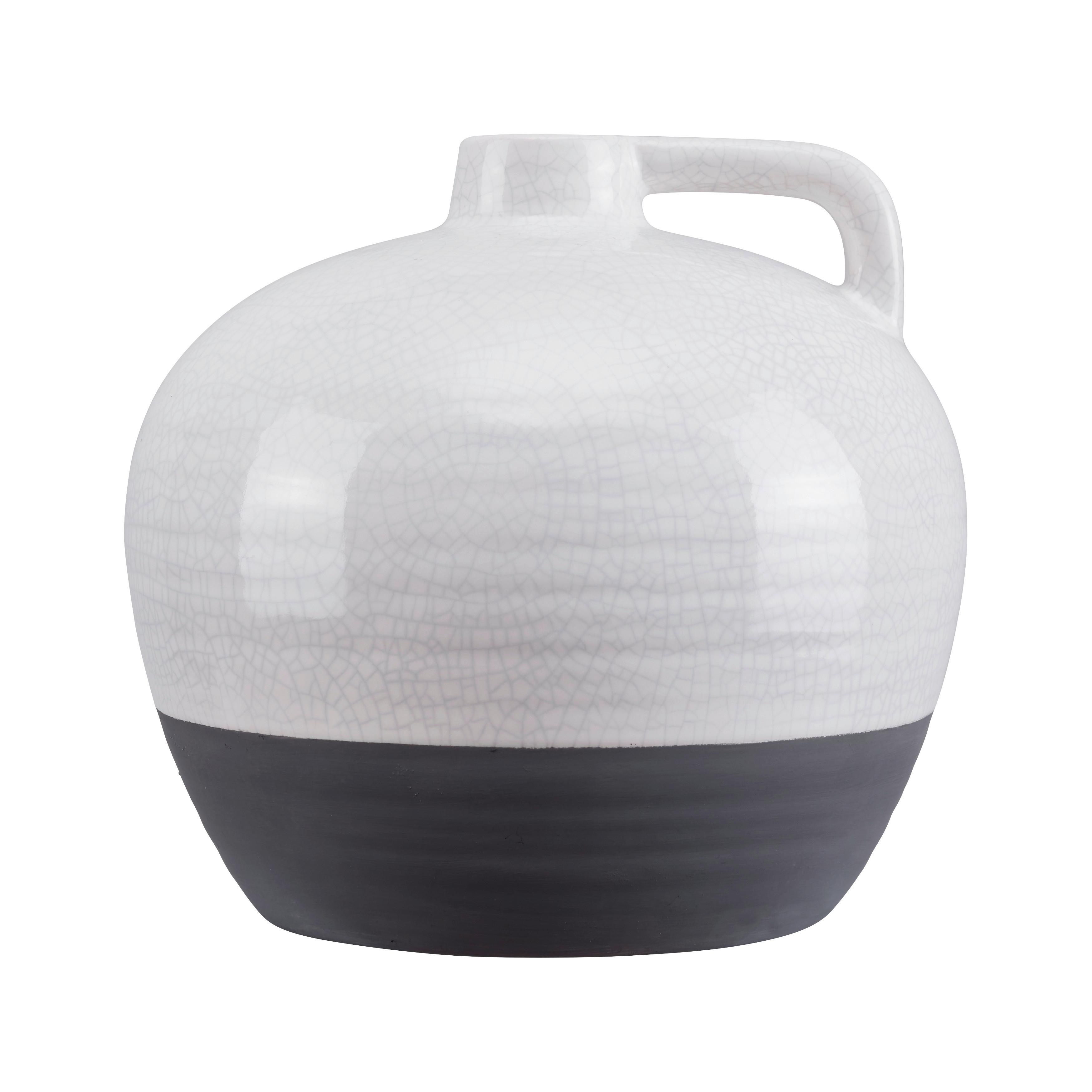 Vase Rezzo aus Steinzeug Ø ca. 22,5cm - Weiß/Grau, MODERN, Keramik (22,5/21cm) - Bessagi Home