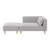 Sofa Fanny Hellgrau Leinenoptik mit Hocker - Hellgrau/Naturfarben, MODERN, Holz/Textil (154/55/73cm) - Bessagi Home