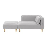 Sofa Fanny Hellgrau Leinenoptik mit Hocker - Hellgrau/Naturfarben, MODERN, Holz/Textil (154/55/73cm) - Bessagi Home