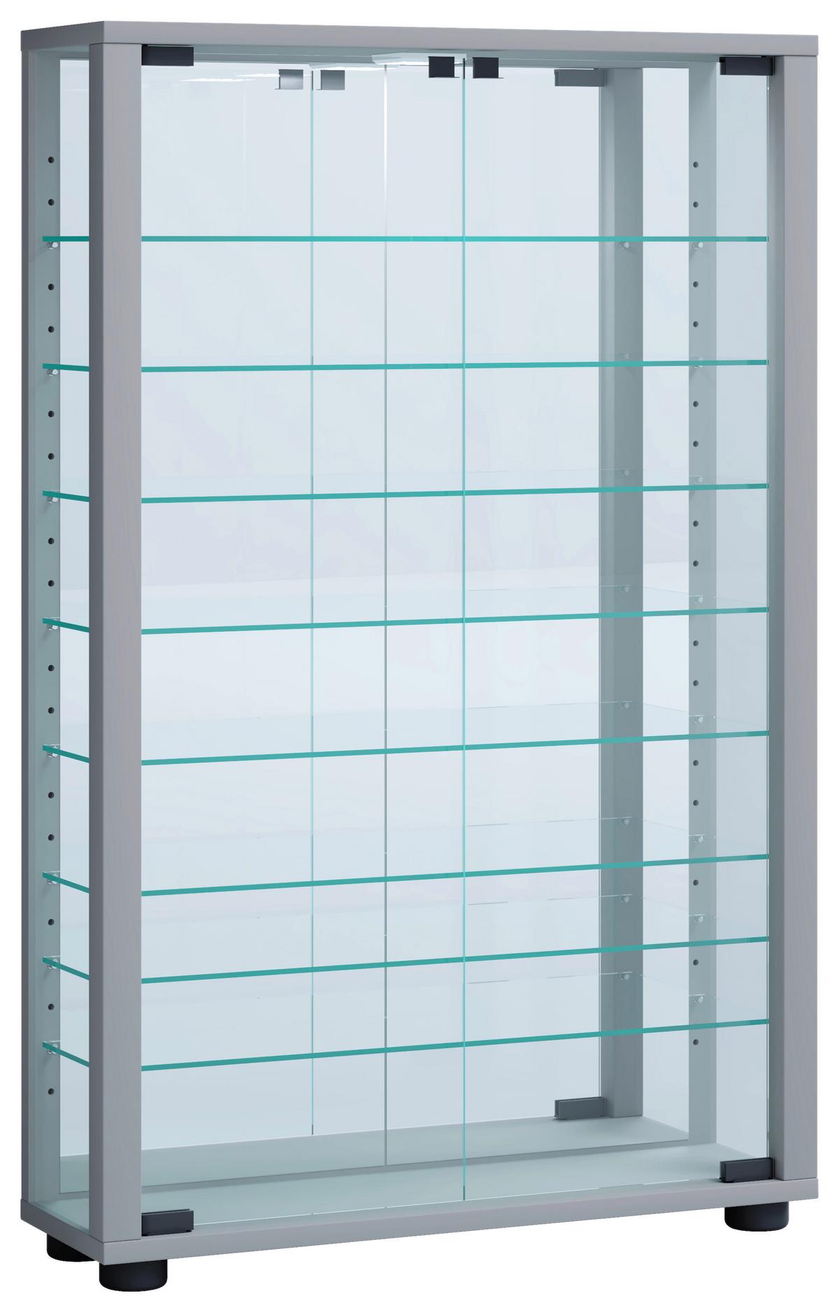 Viseča Vitrina Vitrosa, Srebrna - srebrne barve/črna, Moderno, umetna masa/steklo (59/91,3/18cm) - MID.YOU