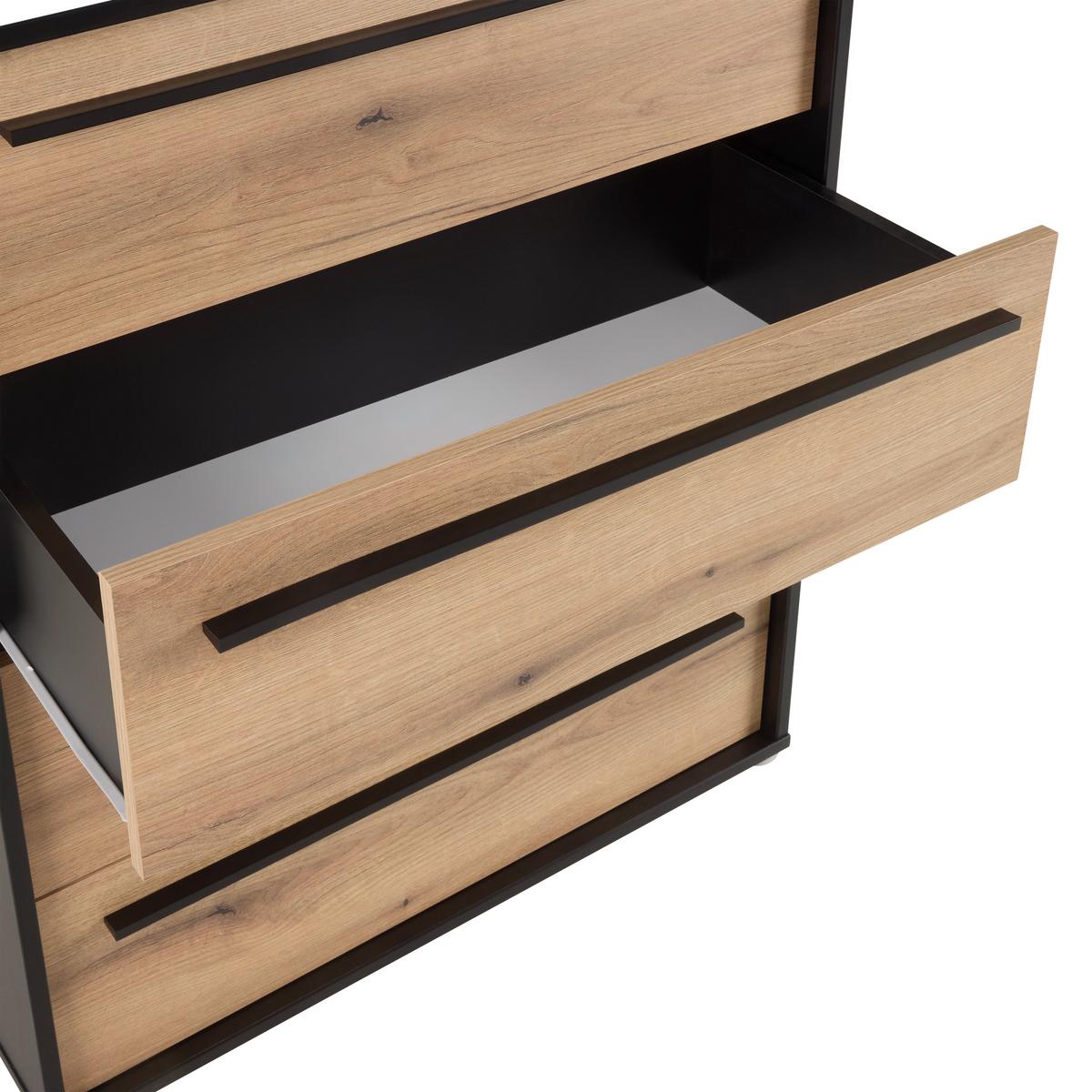 Kommode Adriano Schwarz/Eichefarben - Eichefarben/Schwarz, MODERN, Holzwerkstoff/Kunststoff (80/94,8/41,2cm) - Mömax