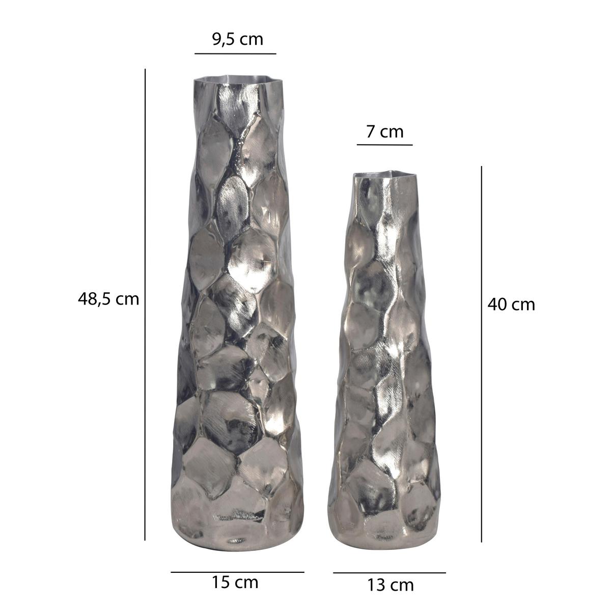 DEKOVASE DEKOVASE 2ER SET SILBER - Silberfarben, Design, Metall (15/48,5/15cm) - Livetastic