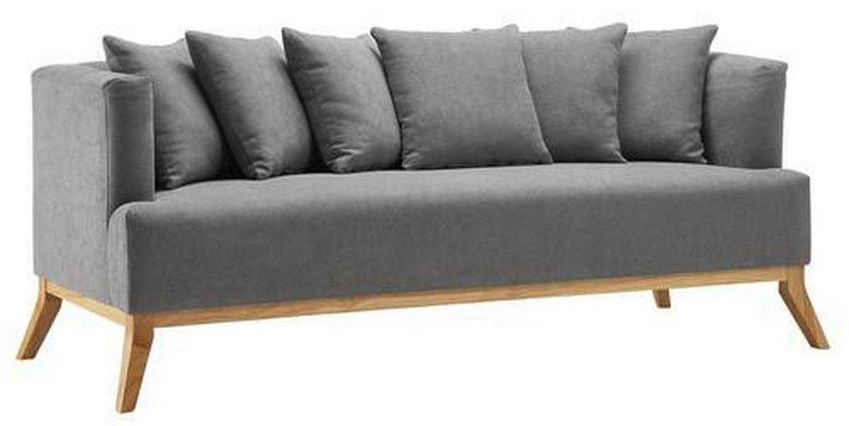 Bigsofa Mina Grau Velours - Grau, MODERN, Holz/Textil (190/78/81cm) - Bessagi Home
