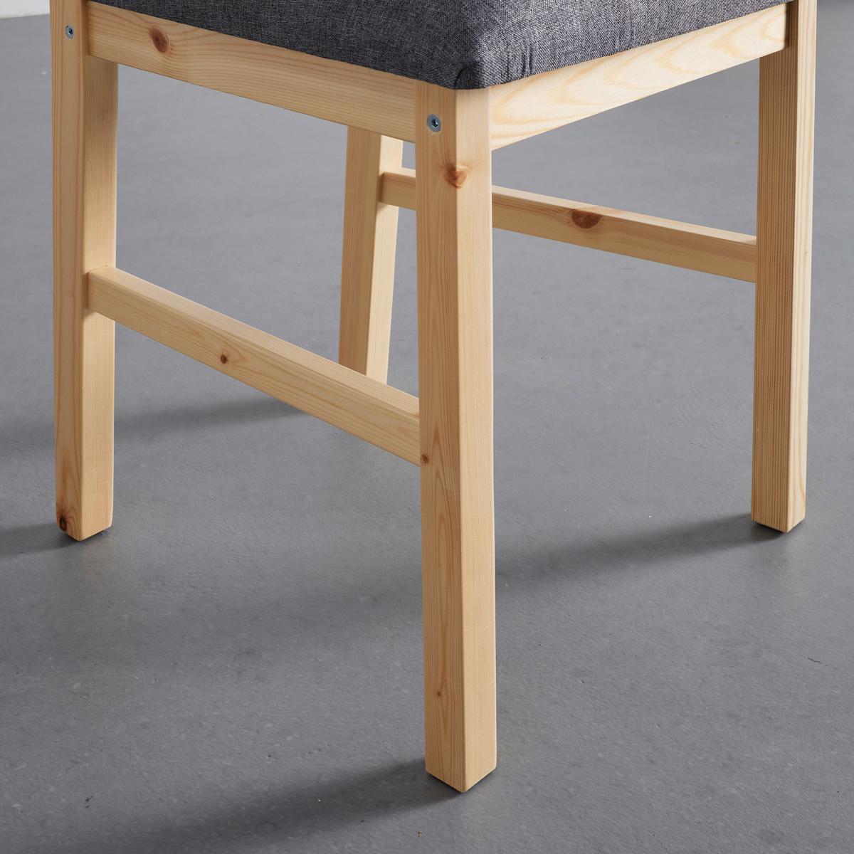 Holzstuhl-Set Massivholz, "Nicolas", grau, aus Kiefer - Grau/Kieferfarben, MODERN, Holz/Textil (41/85/45cm) - Bessagi Home