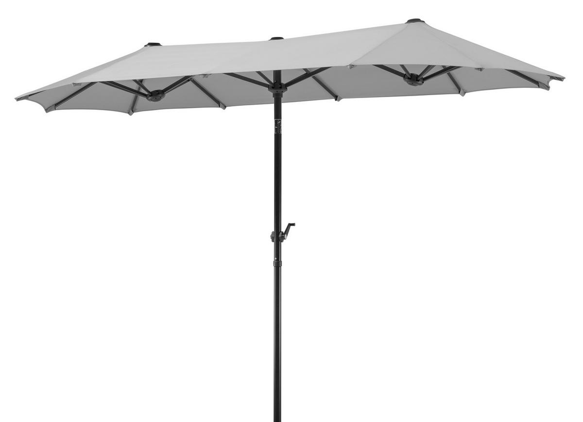 Doppelsonnenschirm Salerno ca.300x220x150cm Hellgrau - Anthrazit/Hellgrau, Basics, Textil/Metall (300/220/150cm) - Schneider