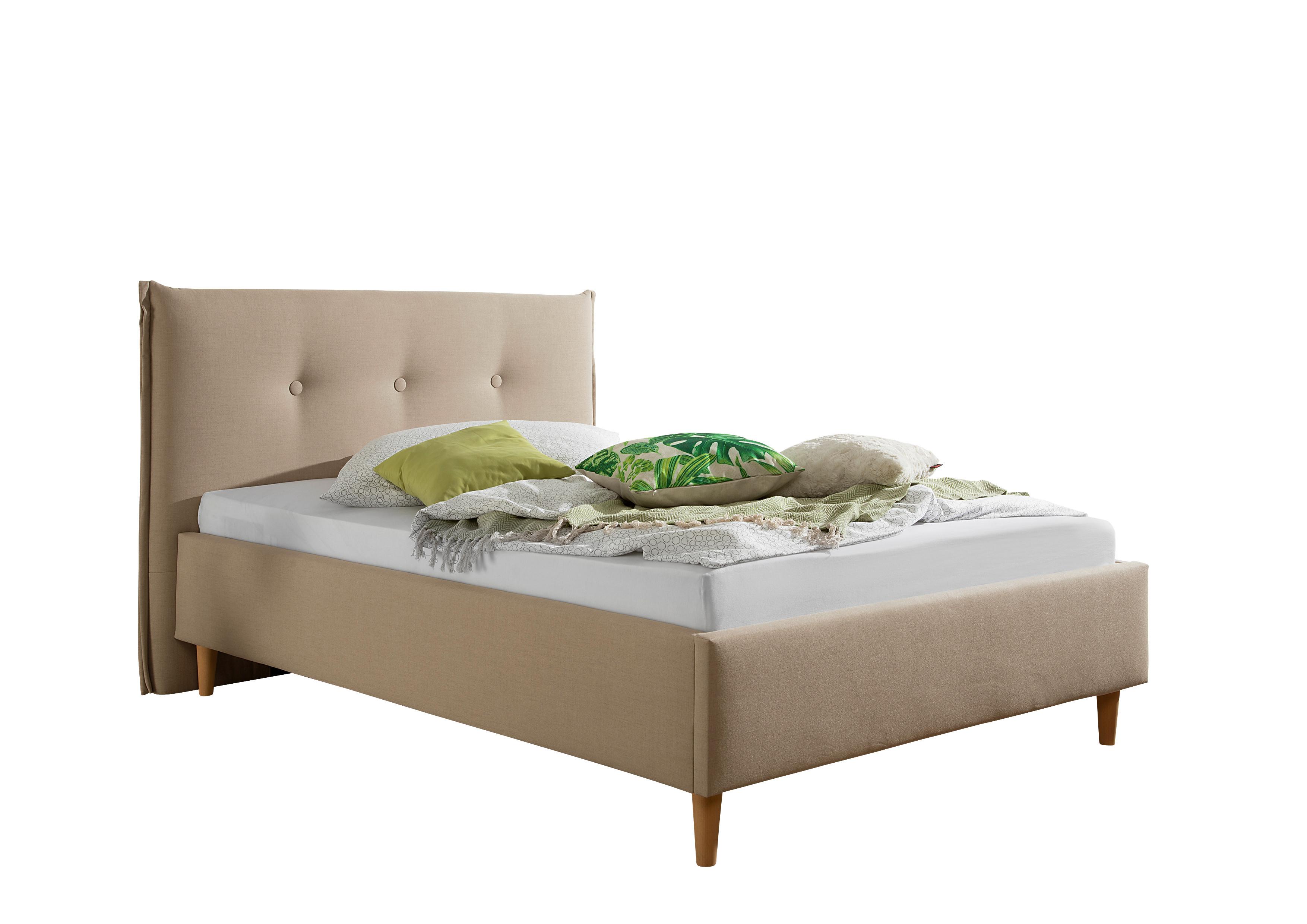 Polsterbett Nelo Grau ca. 140x200 cm - Beige/Naturfarben, MODERN, Holz/Textil (140/200cm) - Livetastic