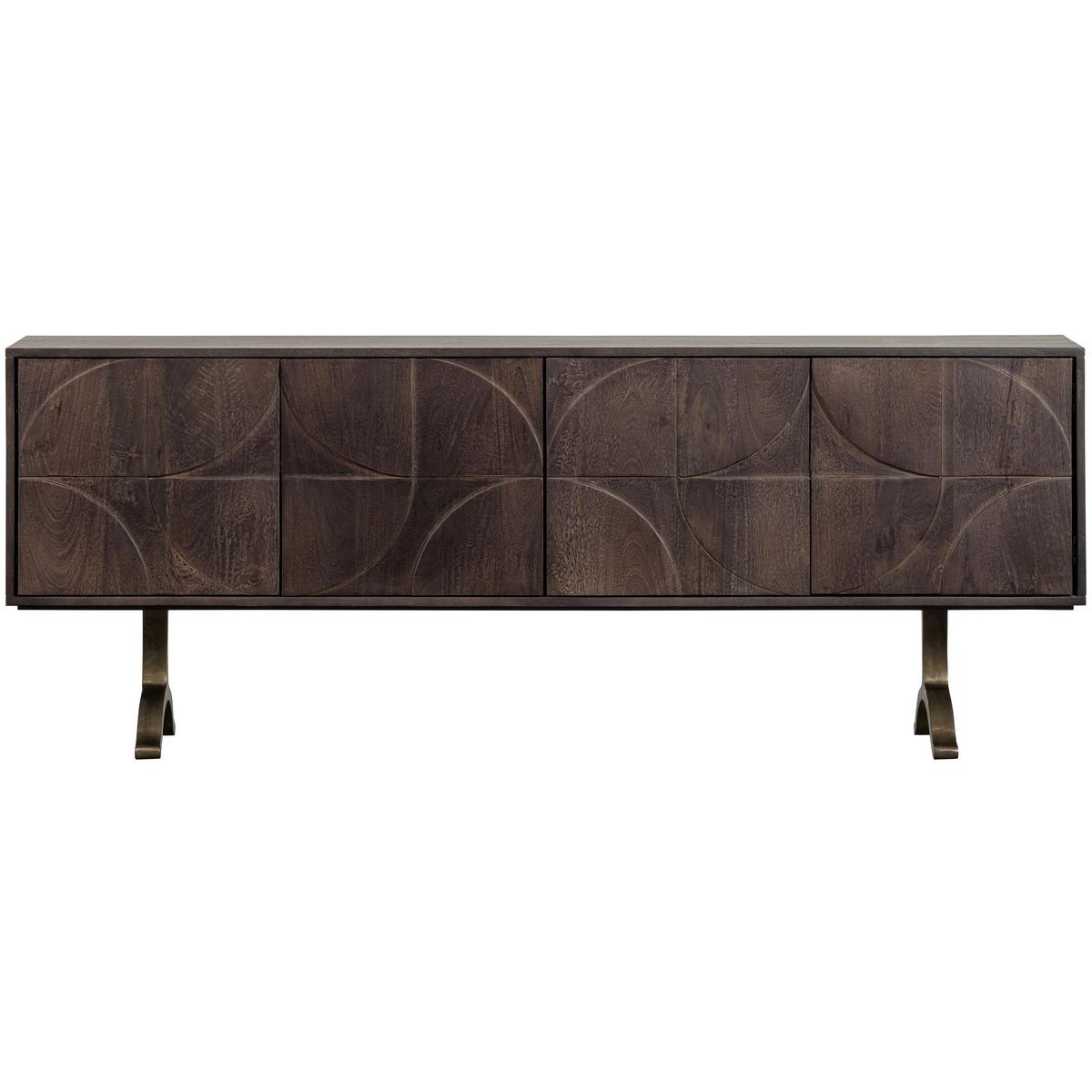 Sideboard Draw Walnussfarben - Messingfarben/Walnussfarben, Design, Holz/Metall (180/70/40cm) - Livetastic