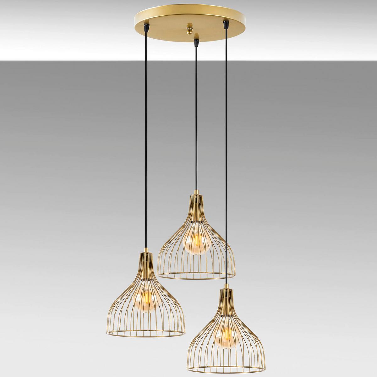 LAMPA WISZĄCA CAFU - 11566 - 2 - kolor złoty, Design, metal (49/121cm) - P & B