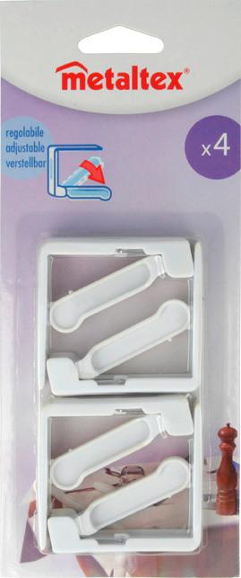 Terítőcsipesz 4 Db - fehér, Basics, műanyag (9,5/22,7/1,9cm) - Metaltex