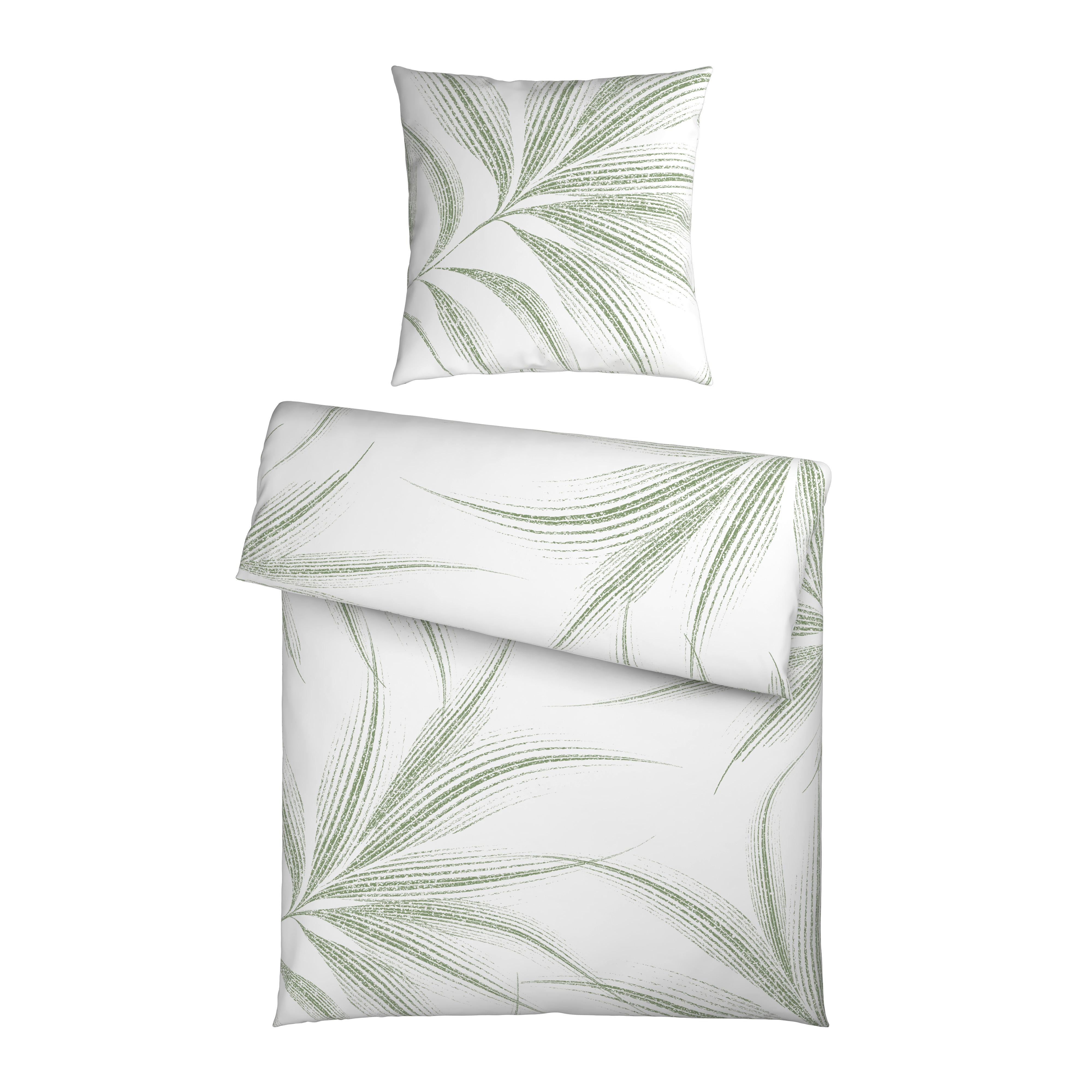 Bettwäsche Melefa Grün/Weiß ca. 135x200cm - Weiß/Grün, KONVENTIONELL, Textil (135/200cm) - Mömax