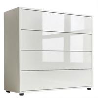 Kommode Mailand Typ 3 Weiß - Weiß Hochglanz/Schwarz, MODERN, Holzwerkstoff/Kunststoff (79/73/33cm) - MID.YOU