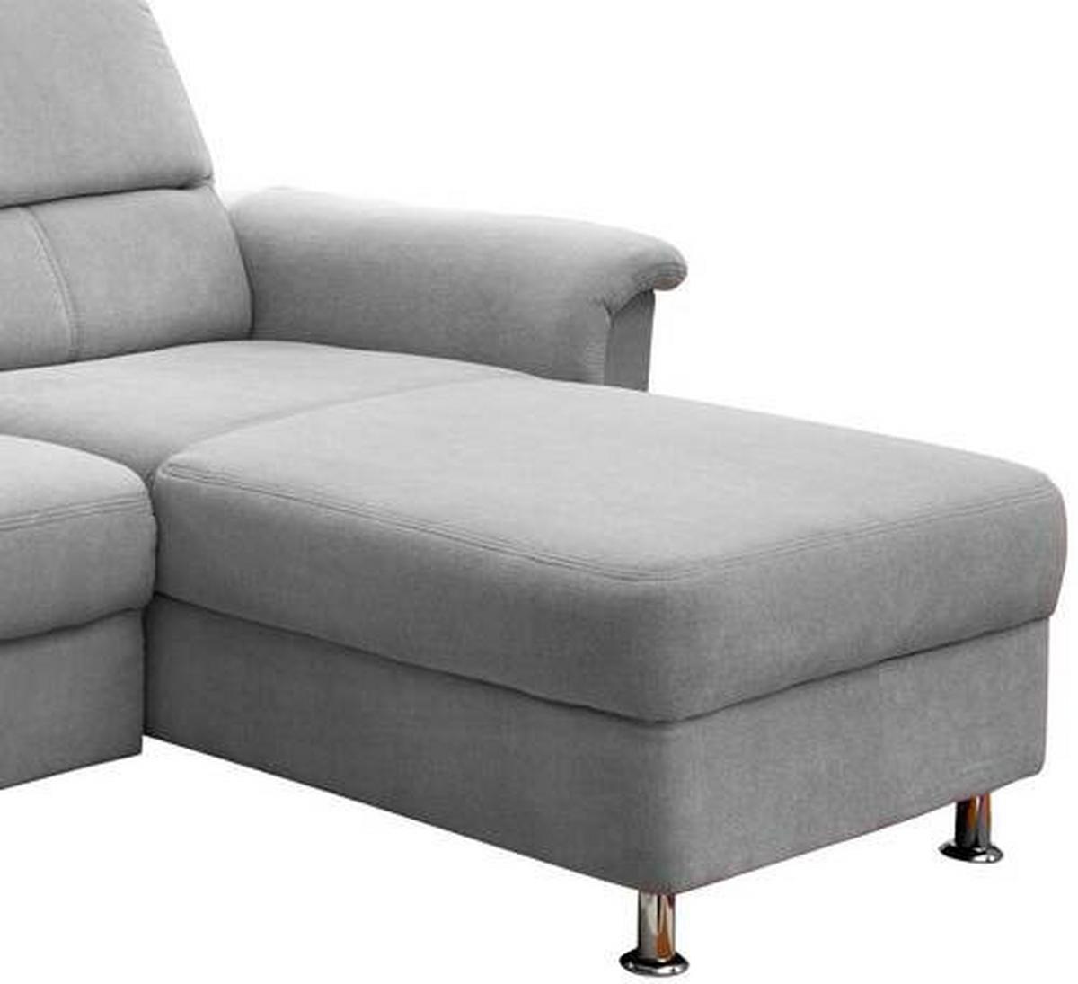 Ecksofa Parole Silberfarben USB Anschluss, Mikrof. - Chromfarben/Silberfarben, MODERN, Textil/Metall (231/165cm) - Livetastic