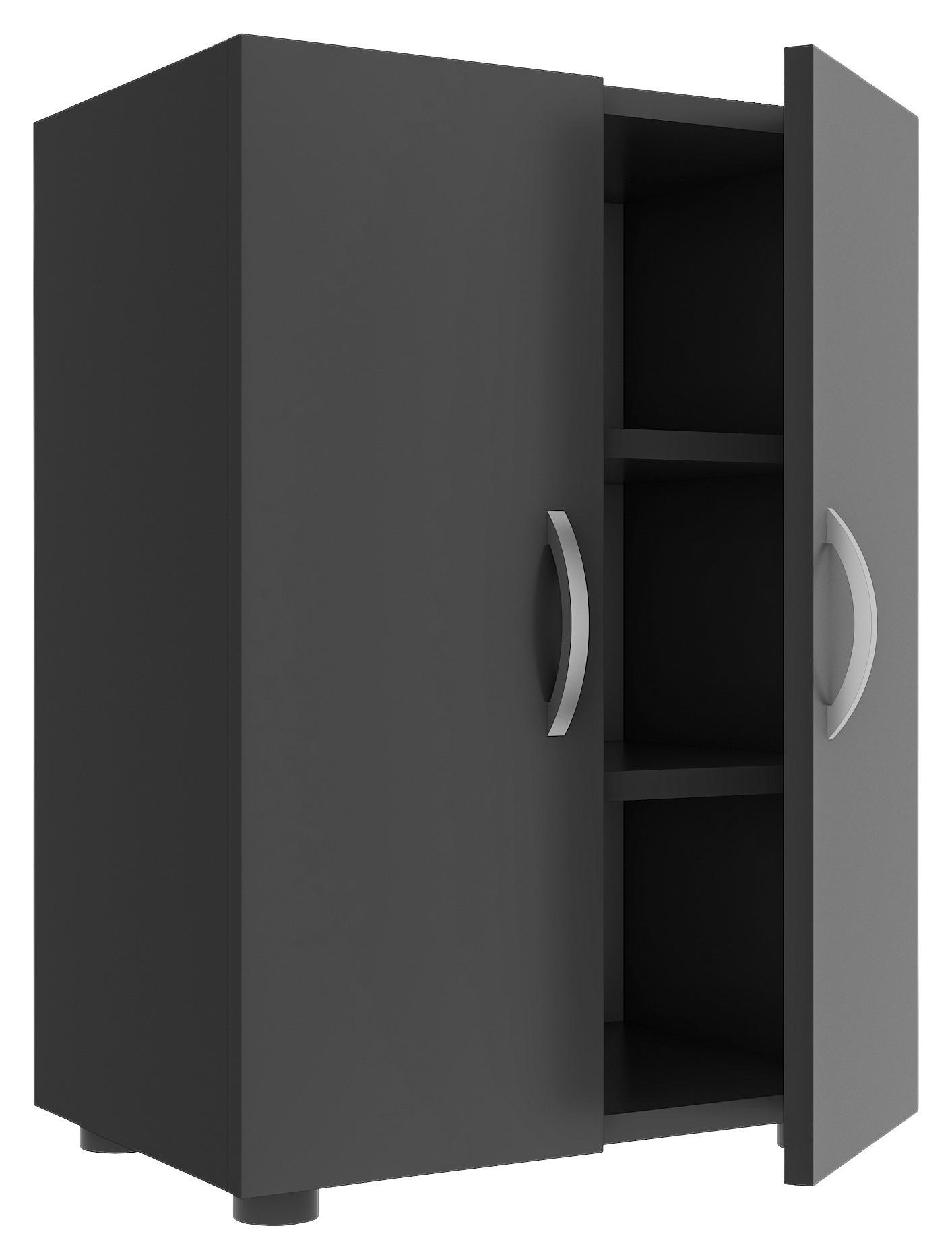 Schuhschrank Ulas Anthrazit - Anthrazit/Alufarben, MODERN, Holzwerkstoff/Kunststoff (48,5/73,9/32cm) - MID.YOU