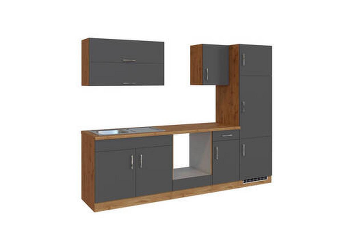 Küchenblock Sorrento ohne Geräte ca. 270 cm Anthrazit - Eichefarben/Anthrazit, MODERN, Holzwerkstoff (270/200/60cm) - Held