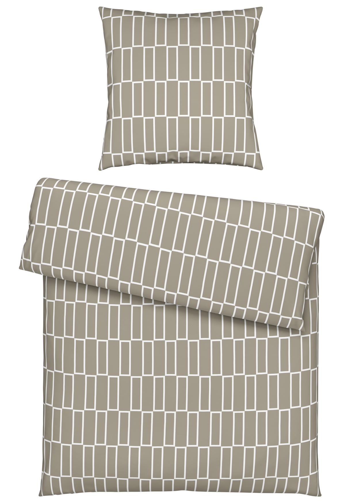 Bettwäsche Brigg in diversen Farben - Taupe/Schwarz, Textil (135/200cm) - Modern Living