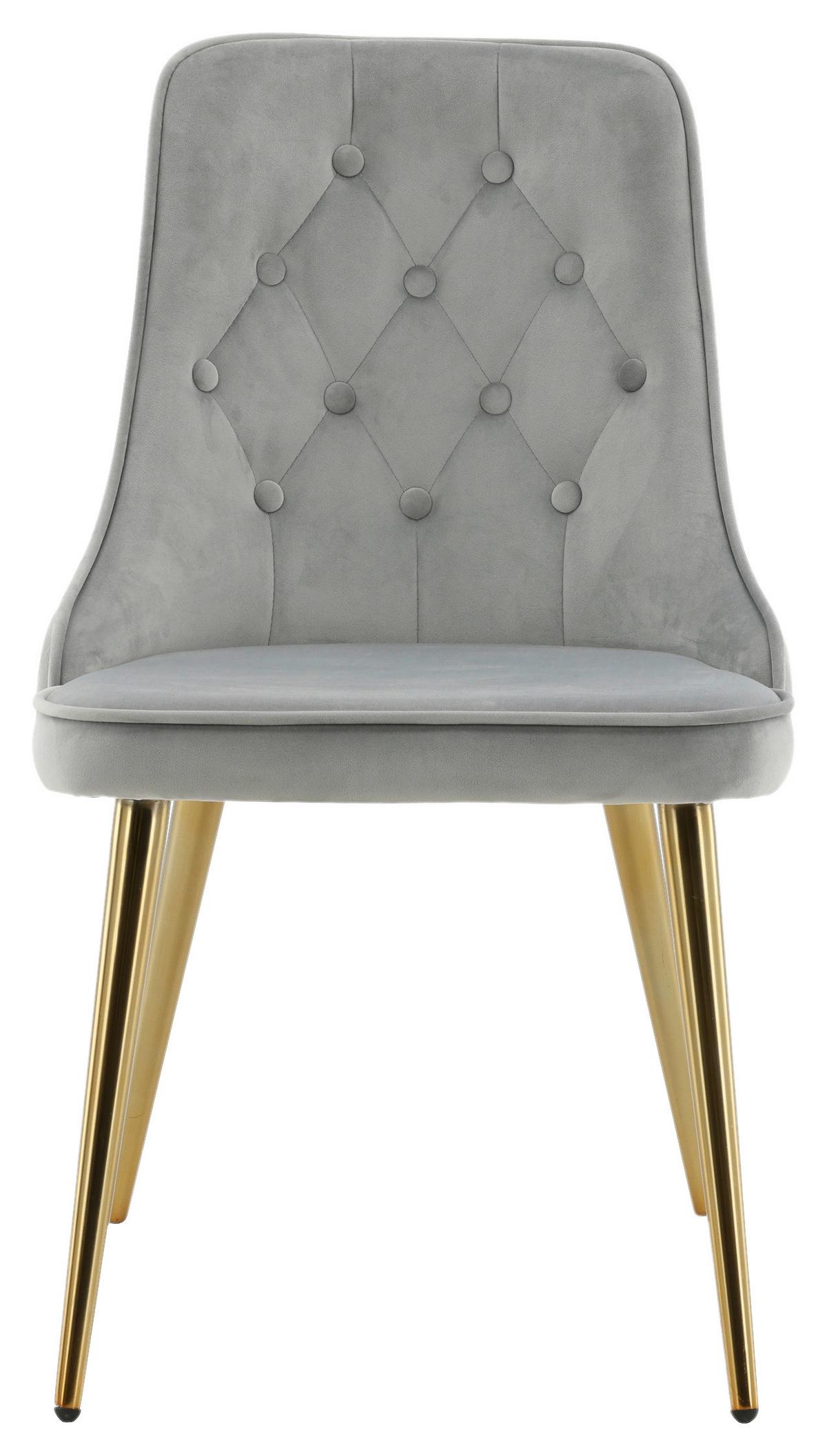 STUHL-SET VELVET DELUXE - Goldfarben/Hellgrau, Design, Kunststoff/Textil (50/88.5/66cm) - Livetastic