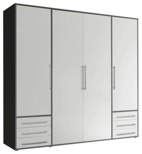 Omara S Klasičnimi Vrati Lyss, Bela, Grafit, 206 Cm - srebrne barve/bela, Moderno, umetna masa/leseni material (206/194/58cm) - Modern Living
