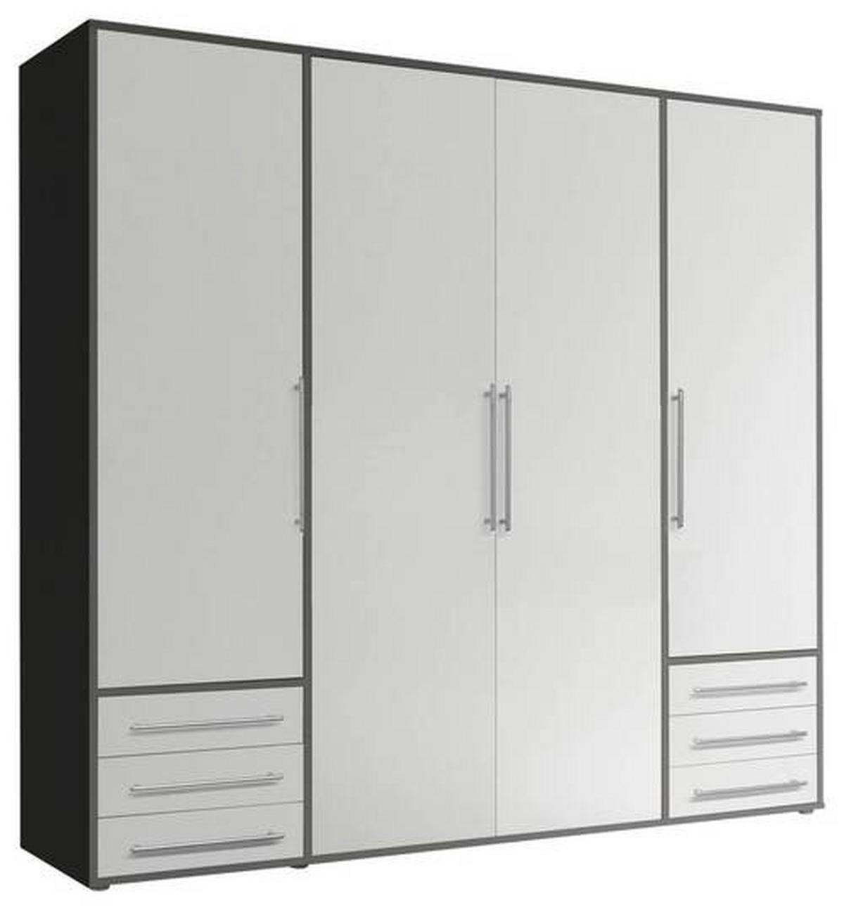 Omara S Klasičnimi Vrati Lyss, Bela, Grafit, 206 Cm - srebrne barve/bela, Moderno, umetna masa/leseni material (206/194/58cm) - Modern Living