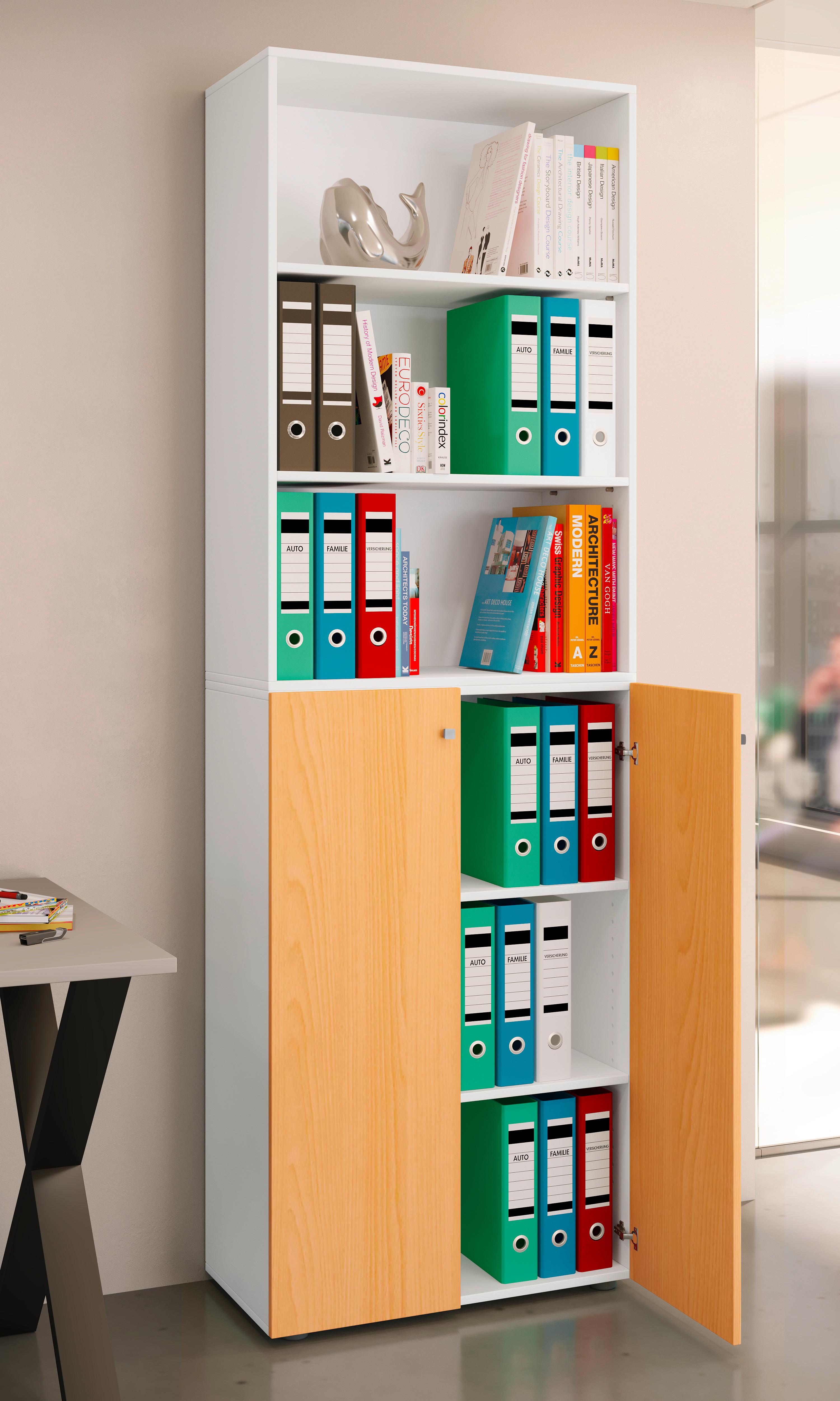 AKTENSCHRANK LONA 2XL - Weiss/Buchefarben, Design, Holzwerkstoff (70/220/39cm) - MID.YOU
