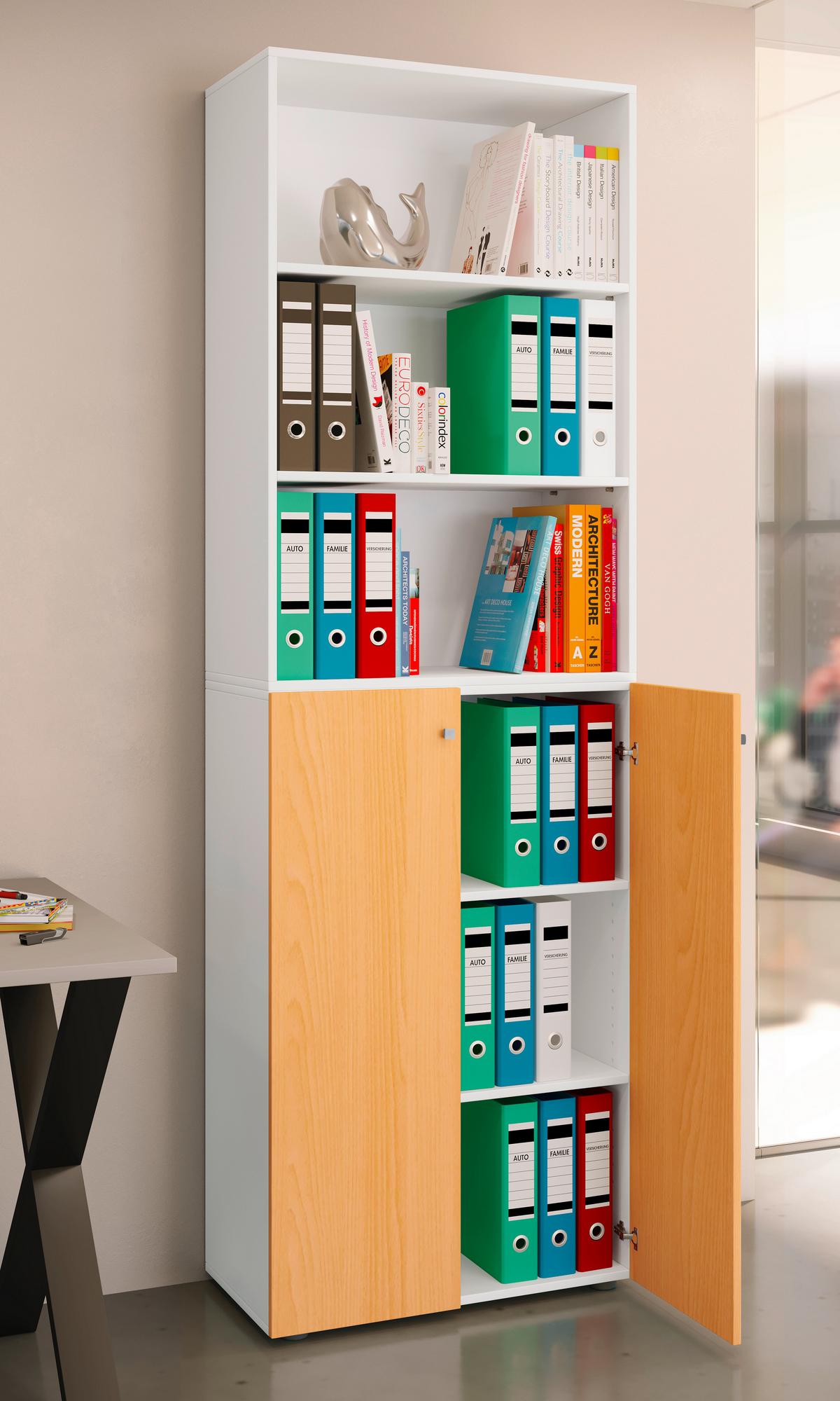 Arhivska Omara Lona Xxl, Bela, Barva Bukve - bela/barve bukve, Design, leseni material (70/220/39cm) - MID.YOU