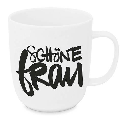 Kaffeebecher Schöne Frau aus Porzellan ca. 350ml - Schwarz/Weiß, MODERN, Keramik (9/10cm)