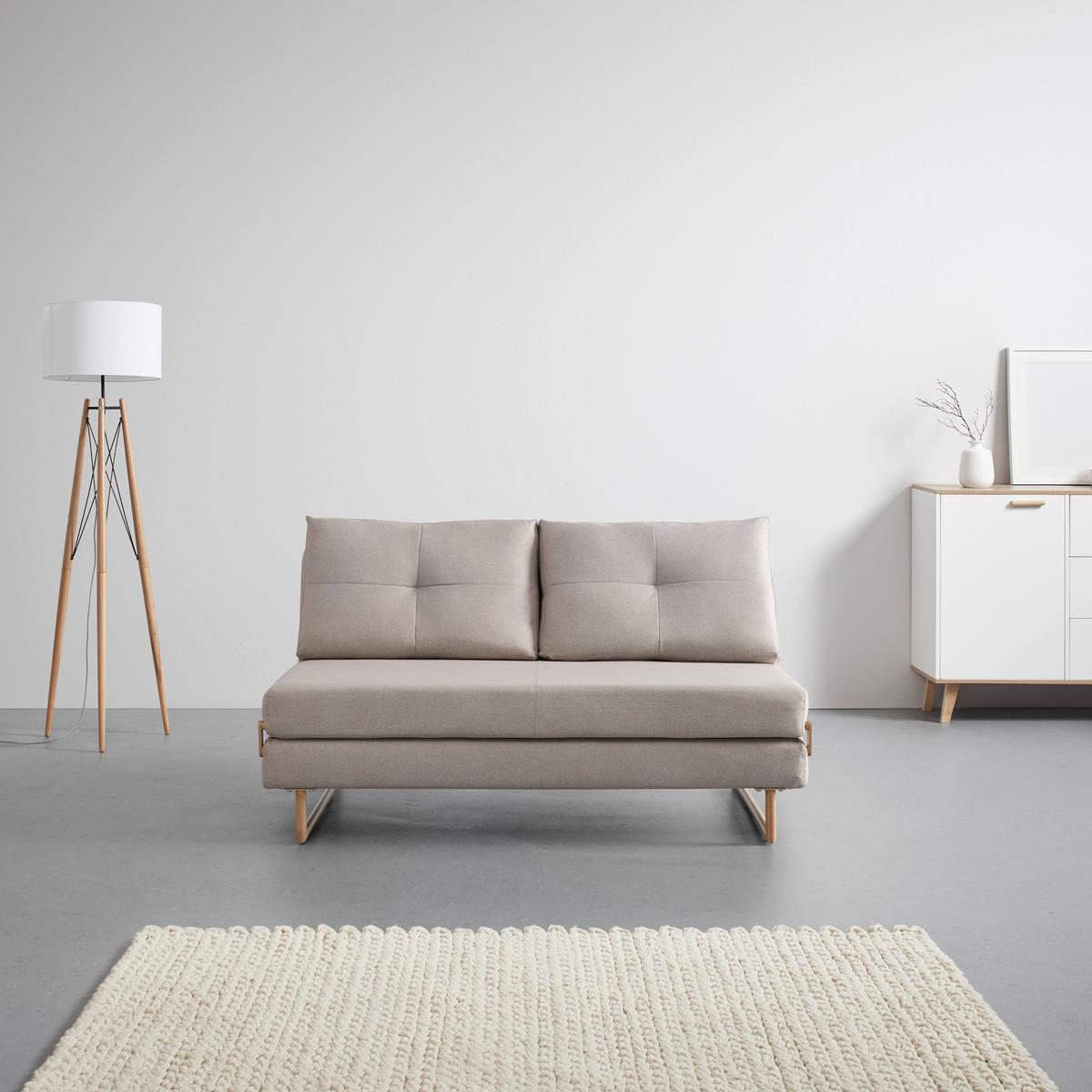 Schlafsofa "Malic", beige, Webstoff - Eichefarben/Beige, MODERN, Textil/Metall (150/84/90cm) - Bessagi Home