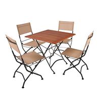 Gartenmöbel-Set Triest 5-tlg. Schwarz/Beige/Holz - Eukalyptusholzfarben/Beige, Basics, Holz/Kunststoff (45/89/58cm) - Gardenson