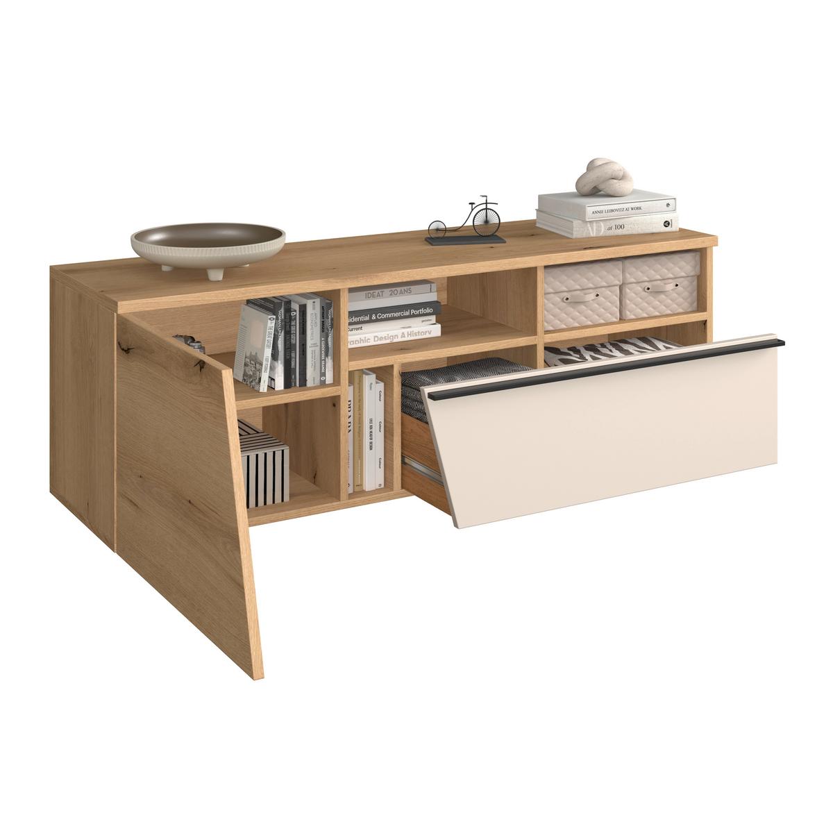 Venedig New Tv Komoda - kašmir/boje hrasta, Moderno, drvni materijal/plastika (140/47/40cm) - Modern Living