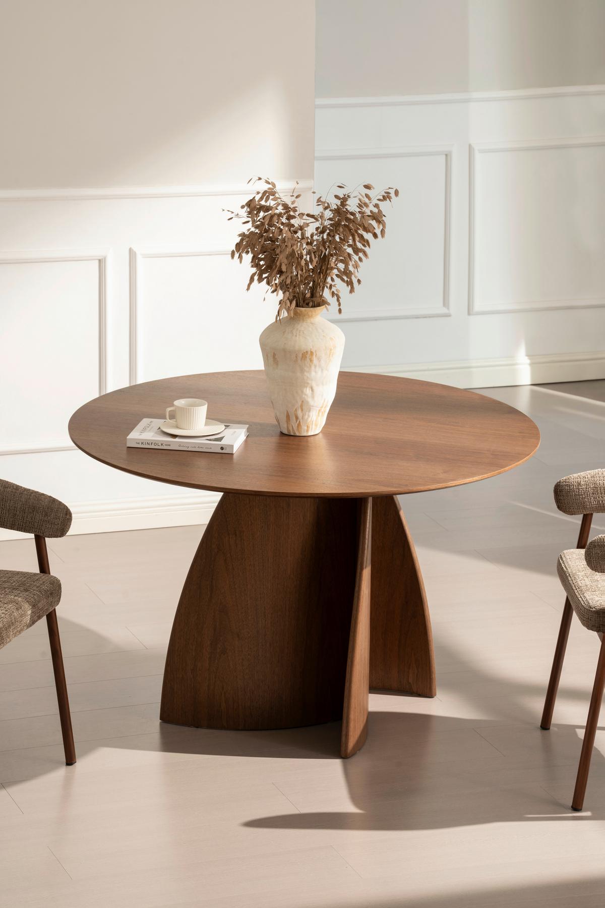Jedilna Miza Atlas, Barva Oreha, Ø 120 - barva oreha, Moderno, leseni material/les (120/75cm) - Livetastic