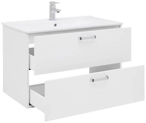 Bază cu lavoar Fresh - alb/alb lucios intens, Konventionell, ceramică/material pe bază de lemn (81/56/46,5cm) - Ondega