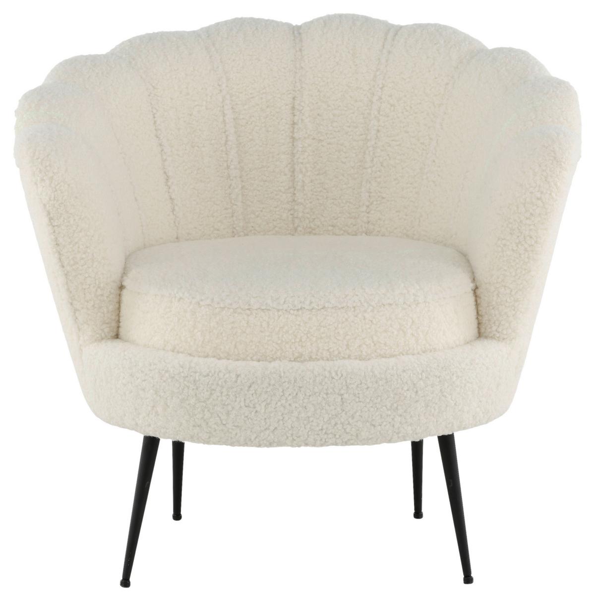 Sessel Calais Teddystoff ca. 83x76 cm Weiß - Schwarz/Weiß, Design, Textil/Metall (83/76/77cm) - Livetastic