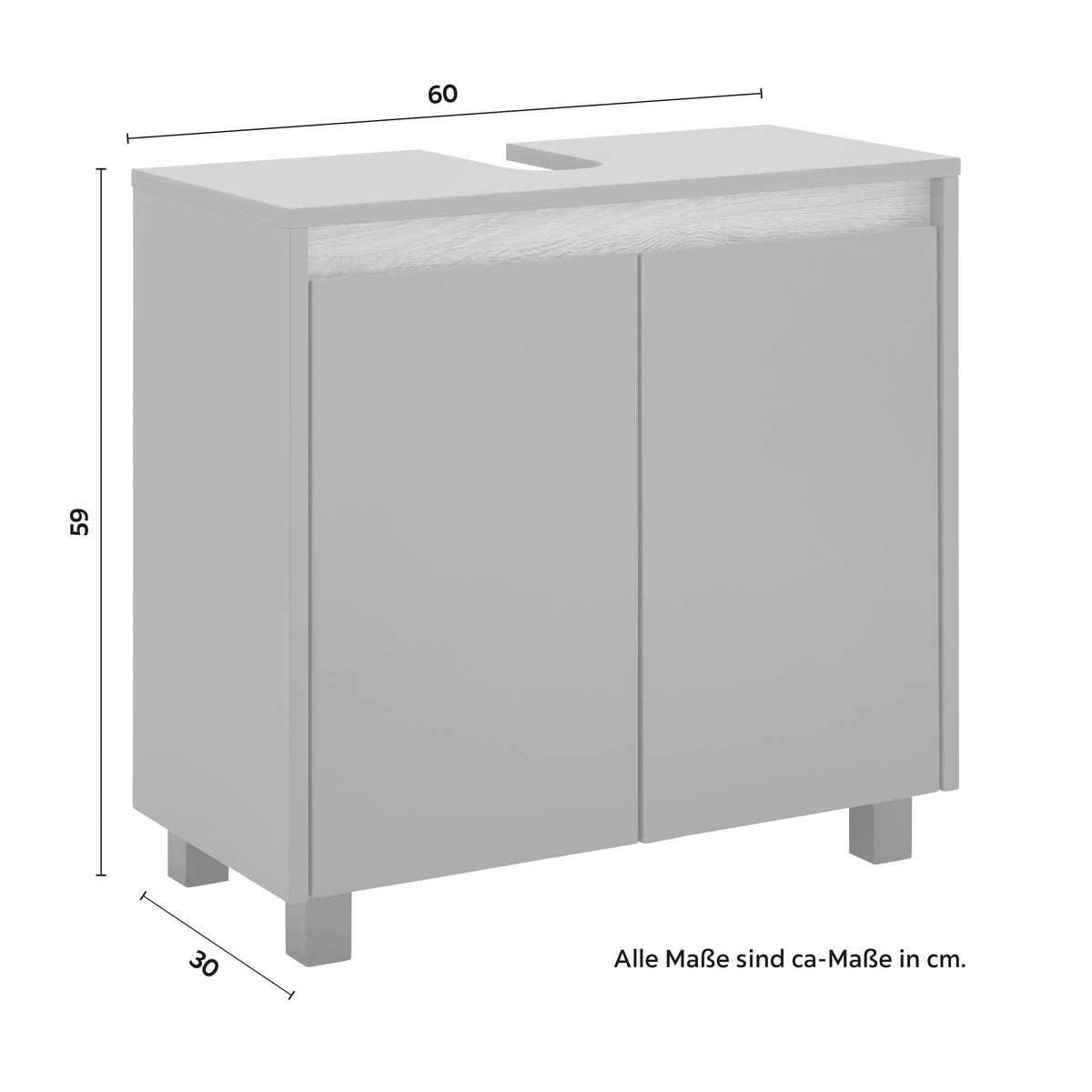 Waschbeckenunterschrank Massimo Grau ca. 60x59x30 cm - Dunkelgrau/Silberfarben, MODERN, Kunststoff (60/59/30cm) - Bessagi Home