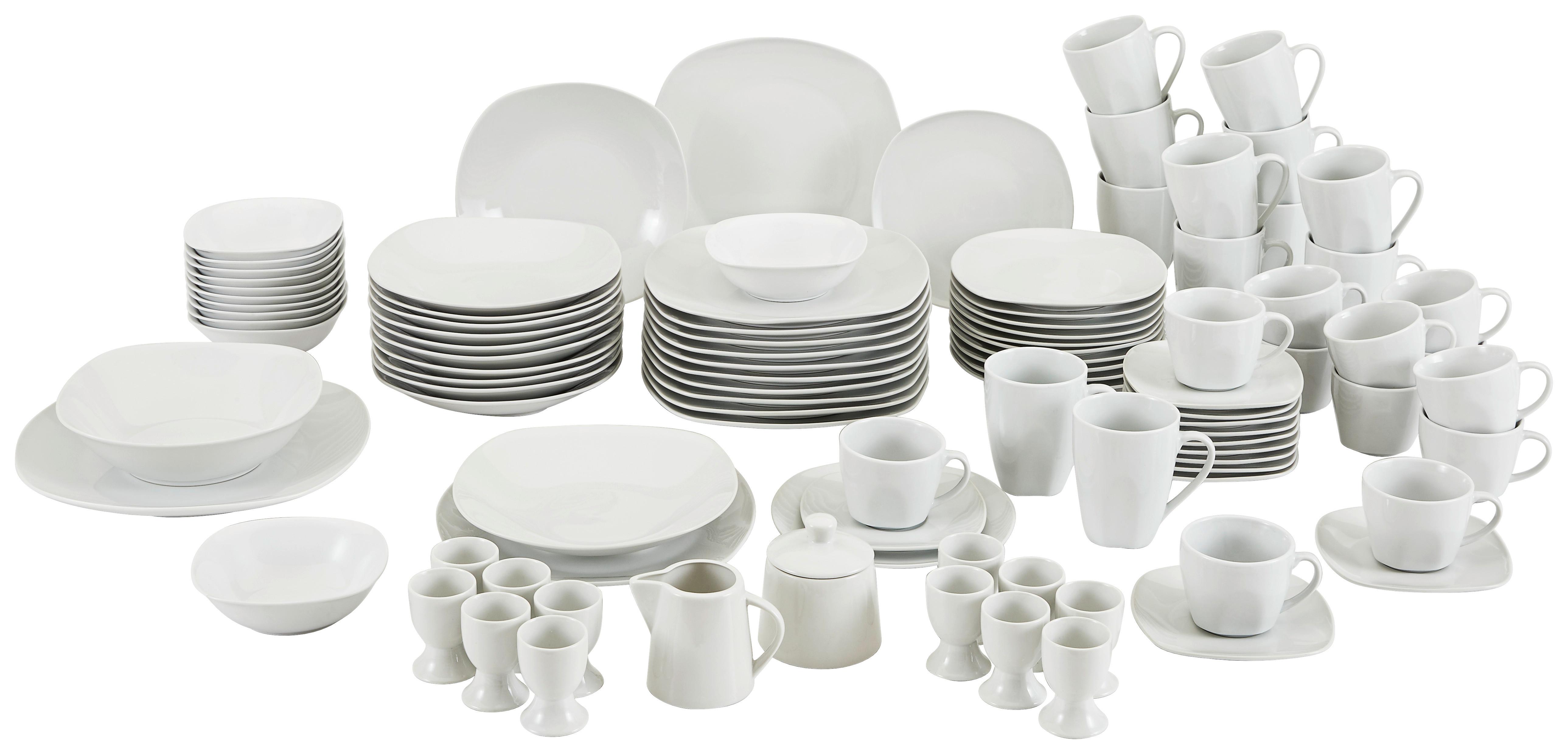 SERWIS OBIADOWO-ŚNIADANIOWY SQUARE II - biały, Trend, ceramika - Homeware