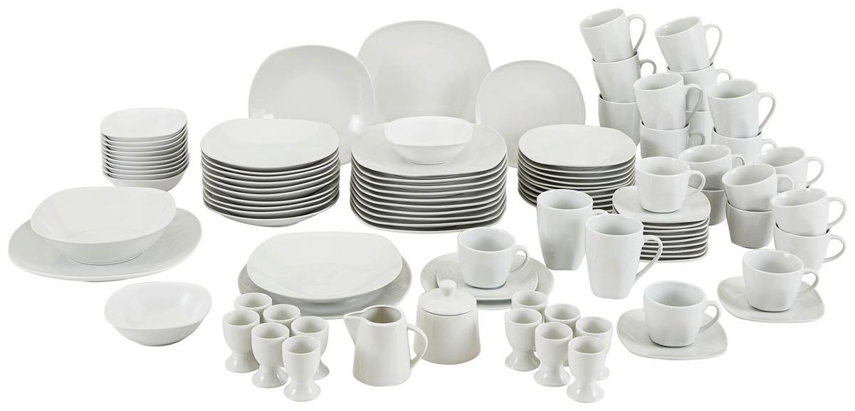 SERWIS OBIADOWO-ŚNIADANIOWY SQUARE II - biały, Trend, ceramika - Homeware