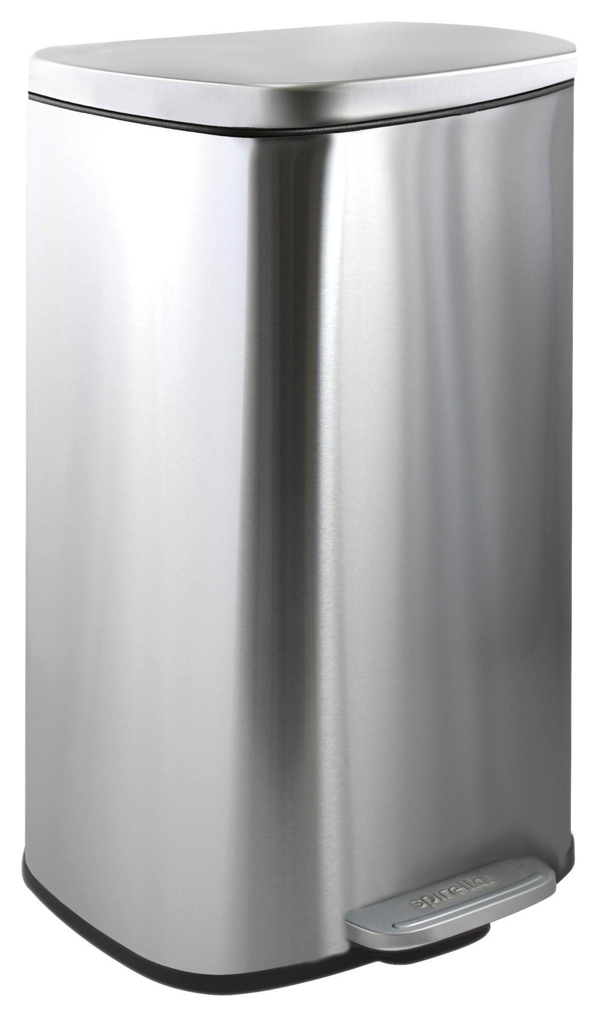 Treteimer Akira Brushed - Silberfarben/Schwarz, Basics, Kunststoff/Metall (34,3/23,5/62,9cm) - Spirella