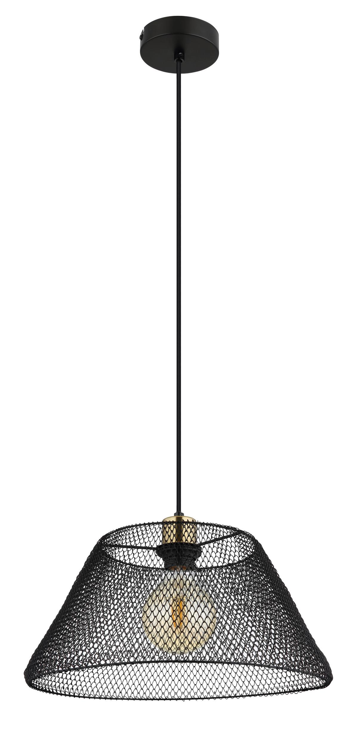 Hängeleuchte Baku Schwarz max. 40 Watt - Goldfarben/Schwarz, Trend, Kunststoff/Metall (36/120cm) - Globo