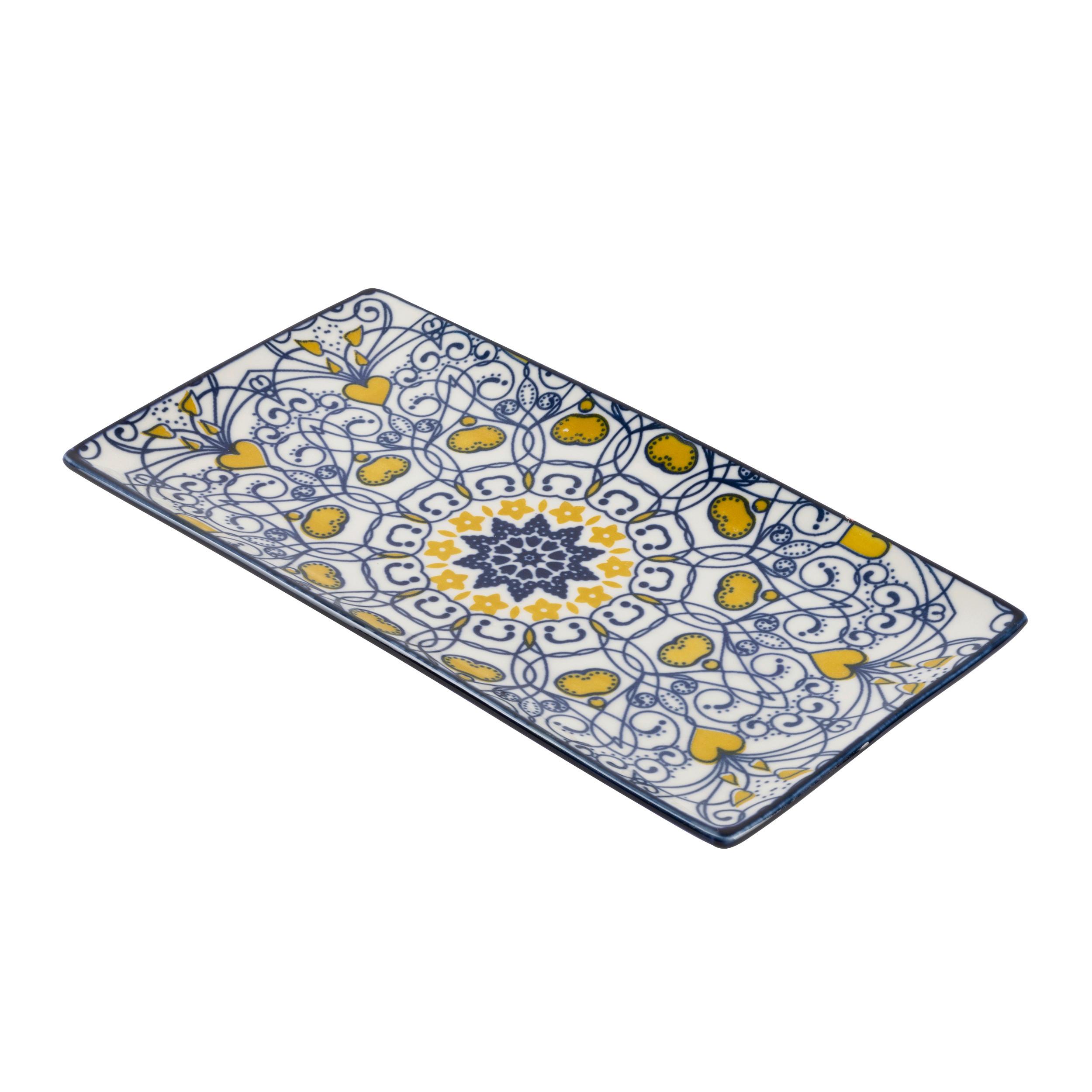 Platou de servire MAJA - S - albastru/galben, Lifestyle, ceramică (20/11/1,5cm) - Mömax