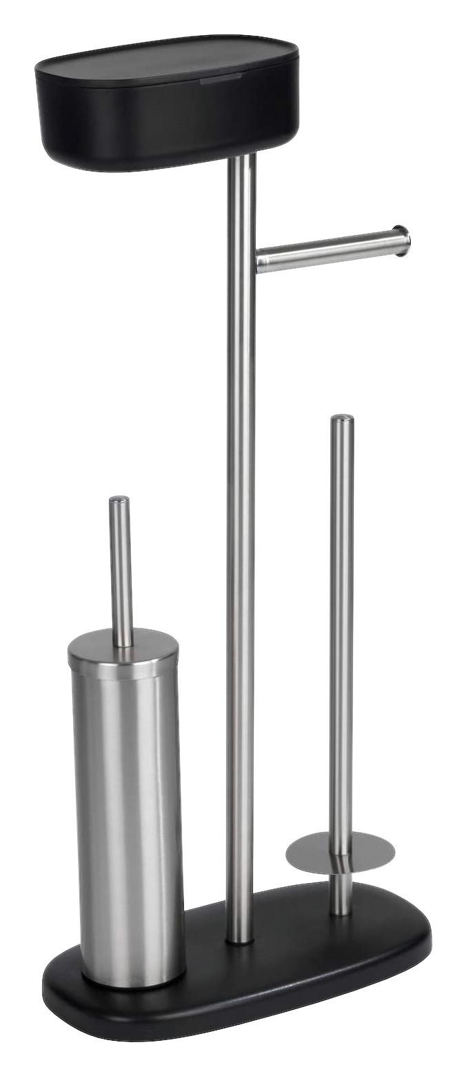 Garnitură perie WC Rivazza - culoare inox/negru, Basics, plastic/metal (17/72,5/32cm) - Wenko
