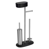 Garnitură perie WC Rivazza - culoare inox/negru, Basics, plastic/metal (17/72,5/32cm) - Wenko