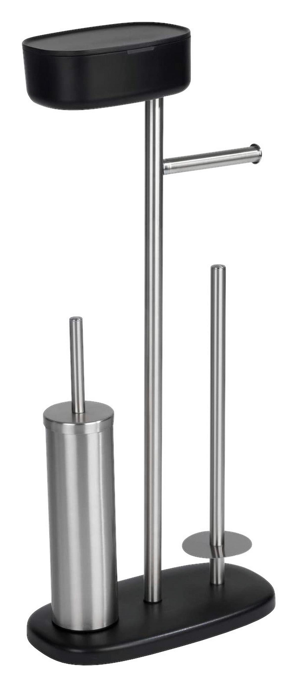 Garnitură perie WC Rivazza - culoare inox/negru, Basics, plastic/metal (17/72,5/32cm) - Wenko