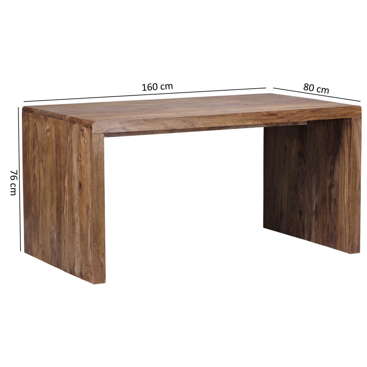 Pisalna Miza Mumbai, Pravi Les, 160x80cm - barve indijskega rožnega lesa, Design, les (160/80/76cm) - MID.YOU