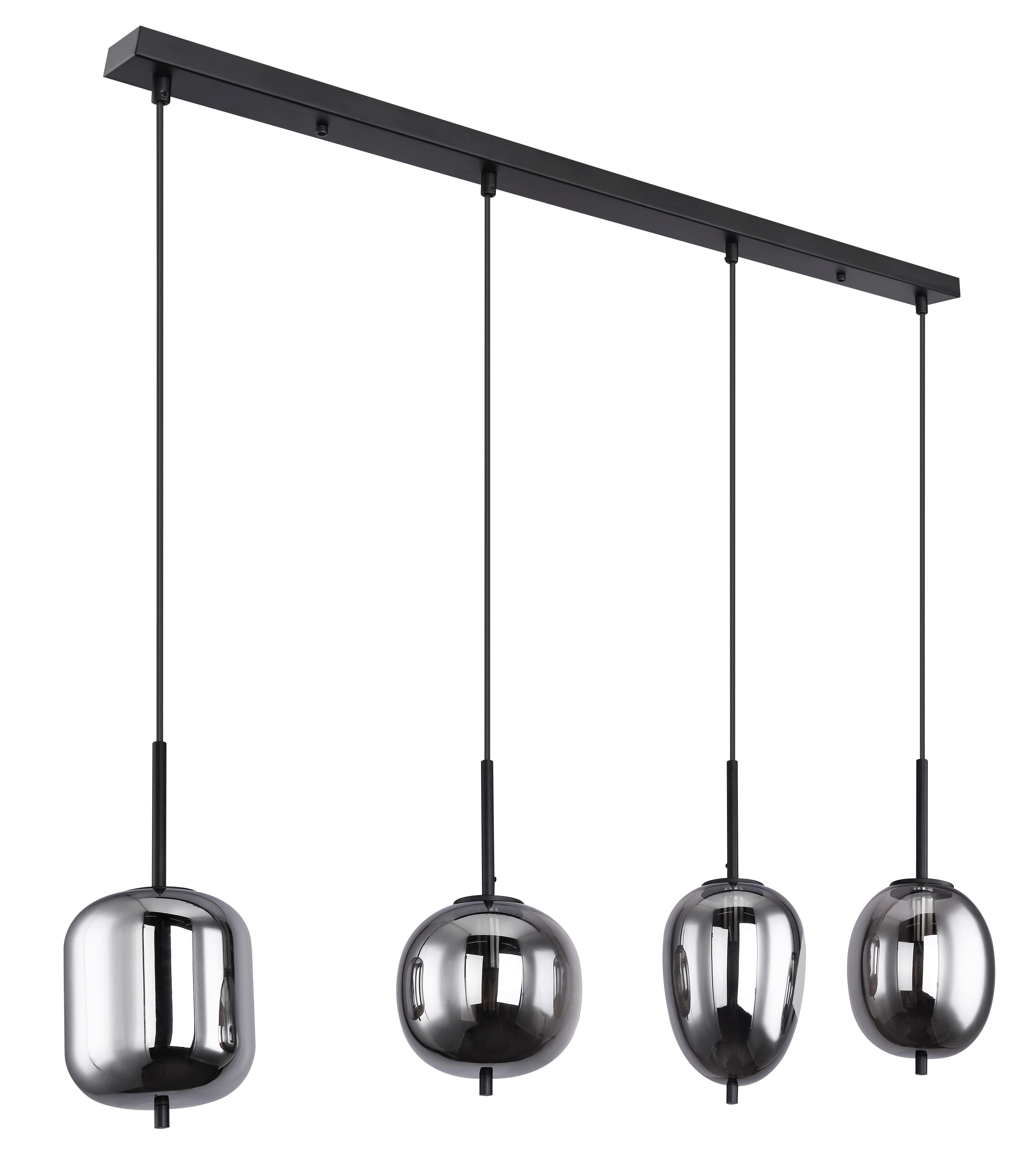 Viseča Svetilka 15345-4lu Blacky - Trendi, kovina/steklo (100/18,5/120cm) - Dieter Knoll