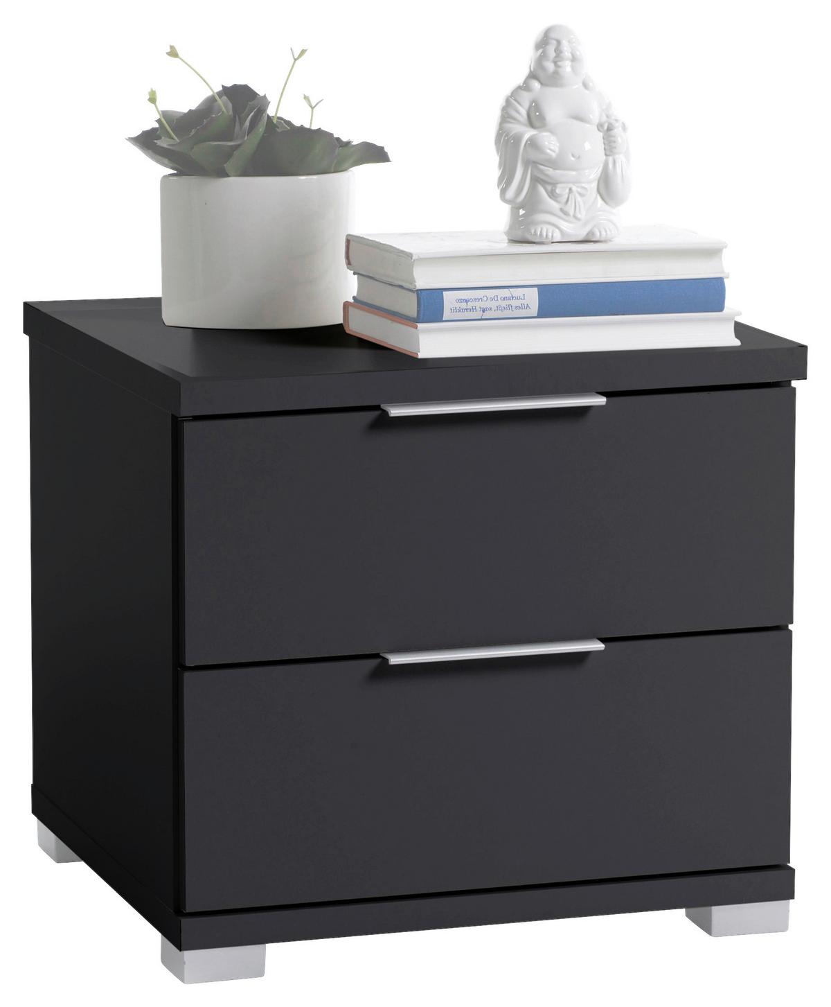 SZAFKA NOCNA CZARNY SZER. 46 CM - kolor srebrny/czarny, Basics (46/43/42cm) - P & B
