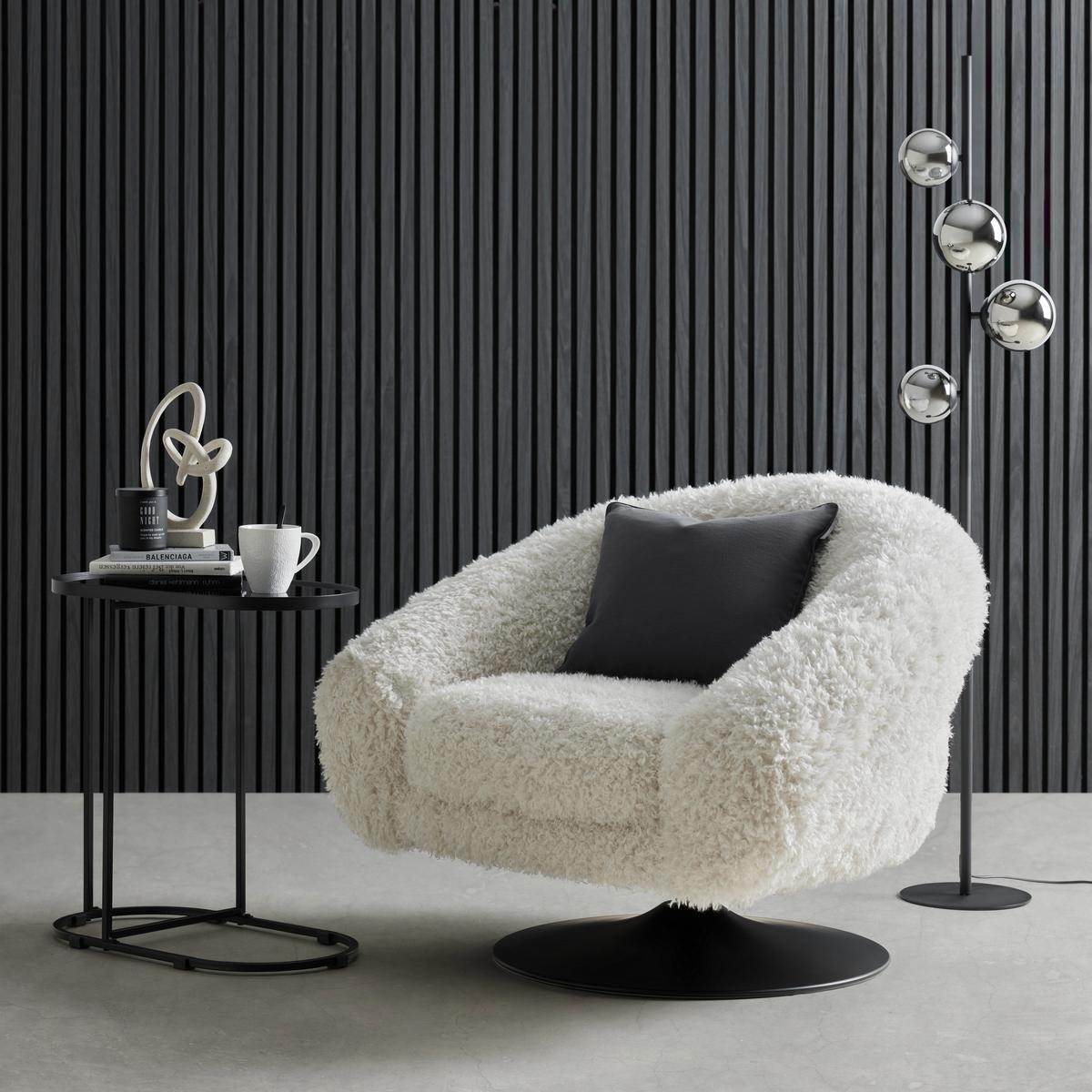 Designsessel Lugo Weiß - Schwarz/Weiß, MODERN, Textil/Metall (93/72/79cm) - Premium Living