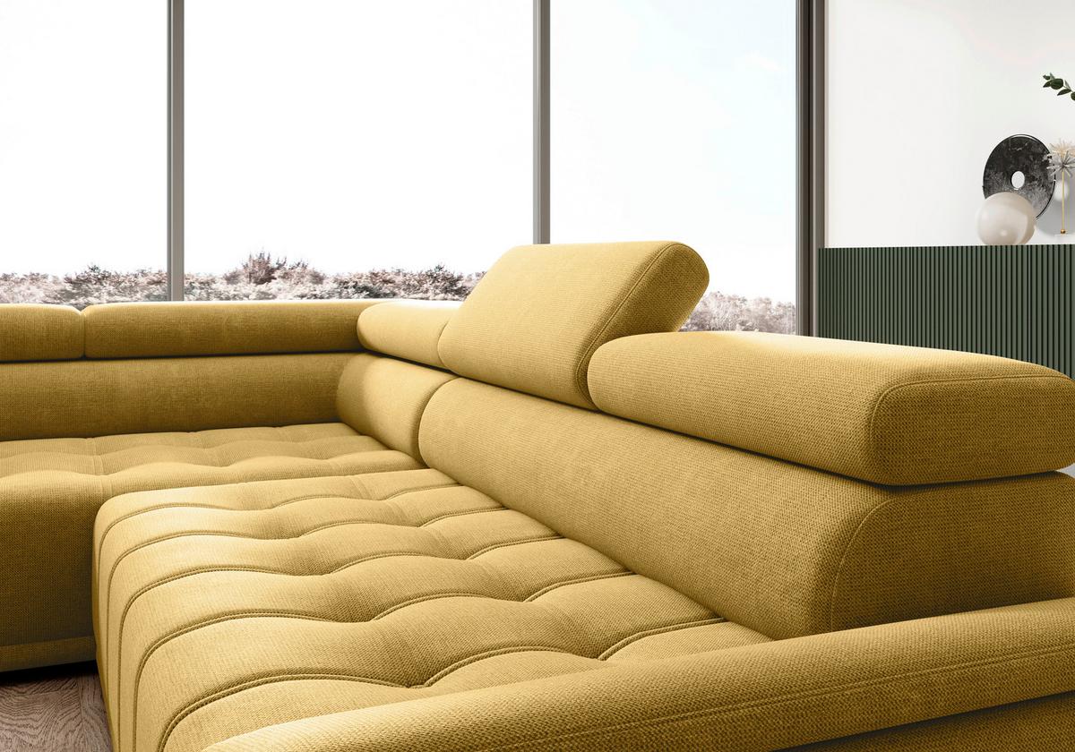 Kutna Garnitura Gremio - boje senfa/crna, Moderno, tekstil/plastika (206/77-100/283cm) - Modern Living