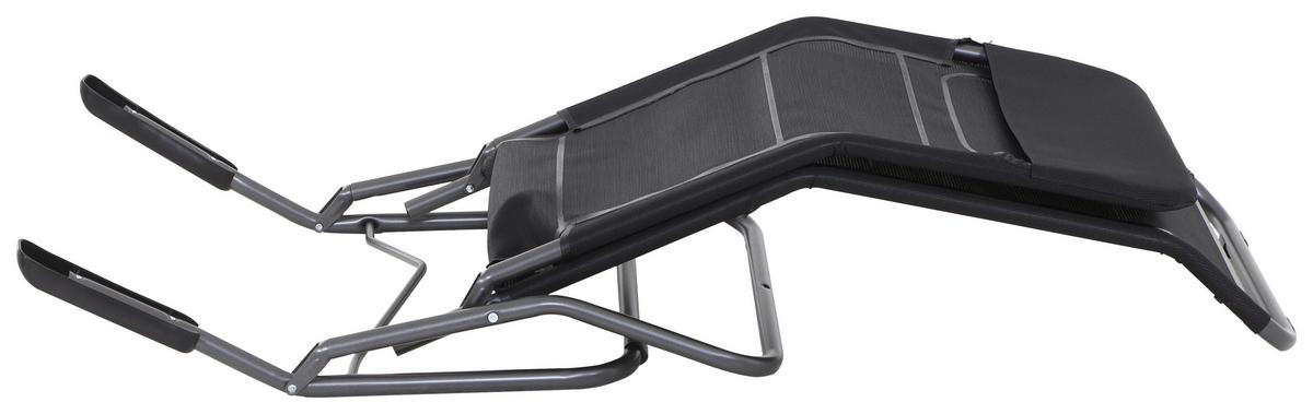 Gartenliege Anco Schwarz Stahl - Anthrazit/Schwarz, MODERN, Textil/Metall (72,5/103,5/144cm) - Siena Garden