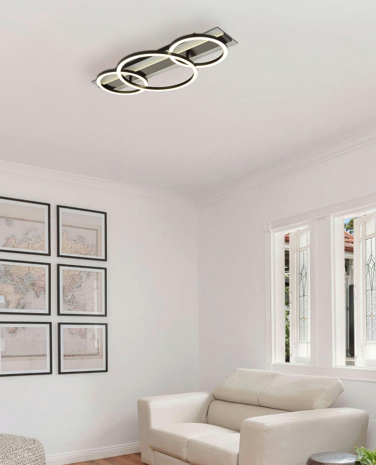 Led Stropna Svjetiljka Norberto - bijela/srebrne boje, Design, metal/plastika (62,2/30/8,8cm) - Globo