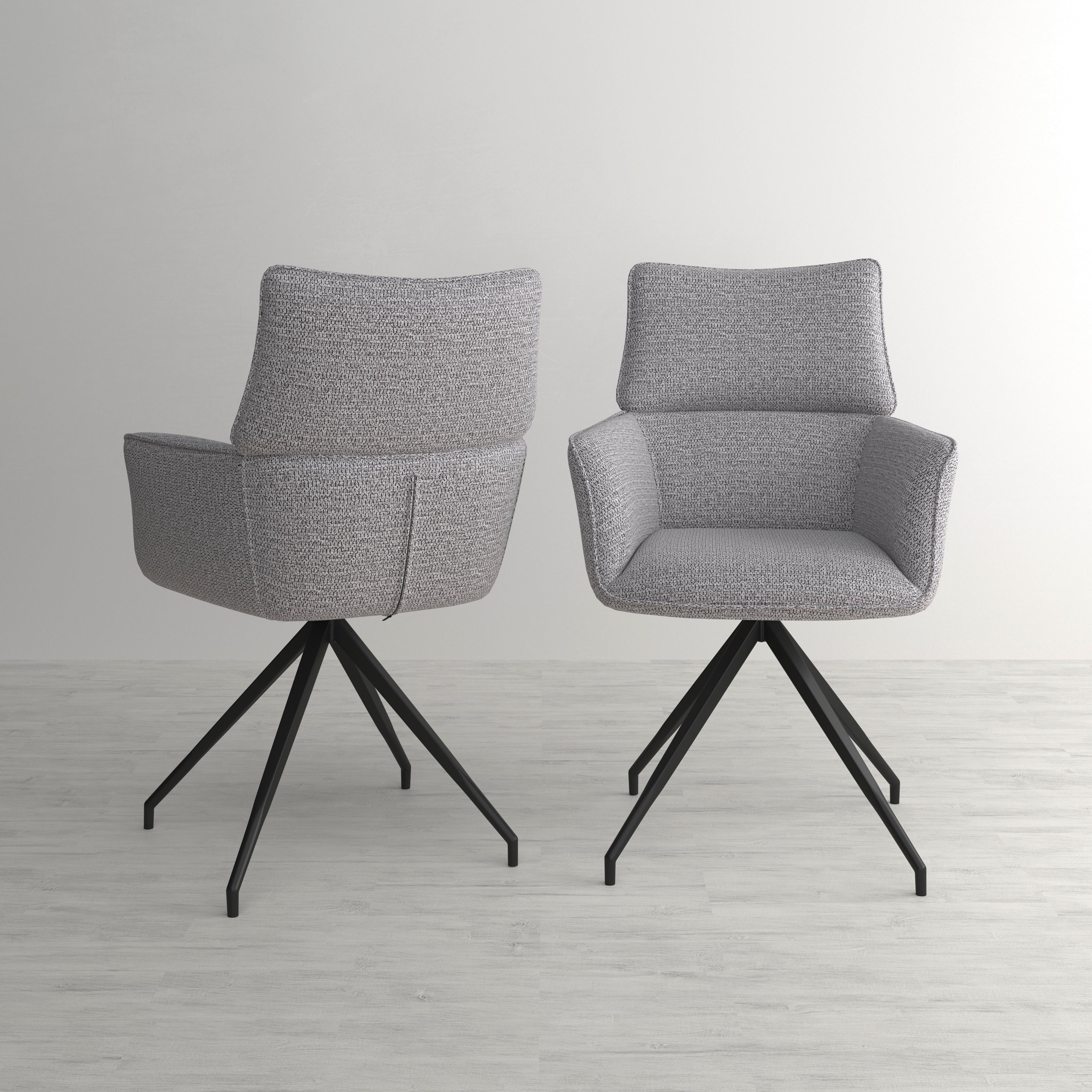 STOL MED ARMSTÖD PAOLO - grå/svart, Modern, metall/trä (57/89/62cm) - Bessagi Home